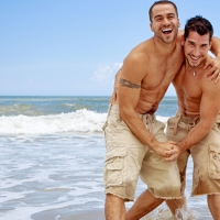 Loving Men On Beach